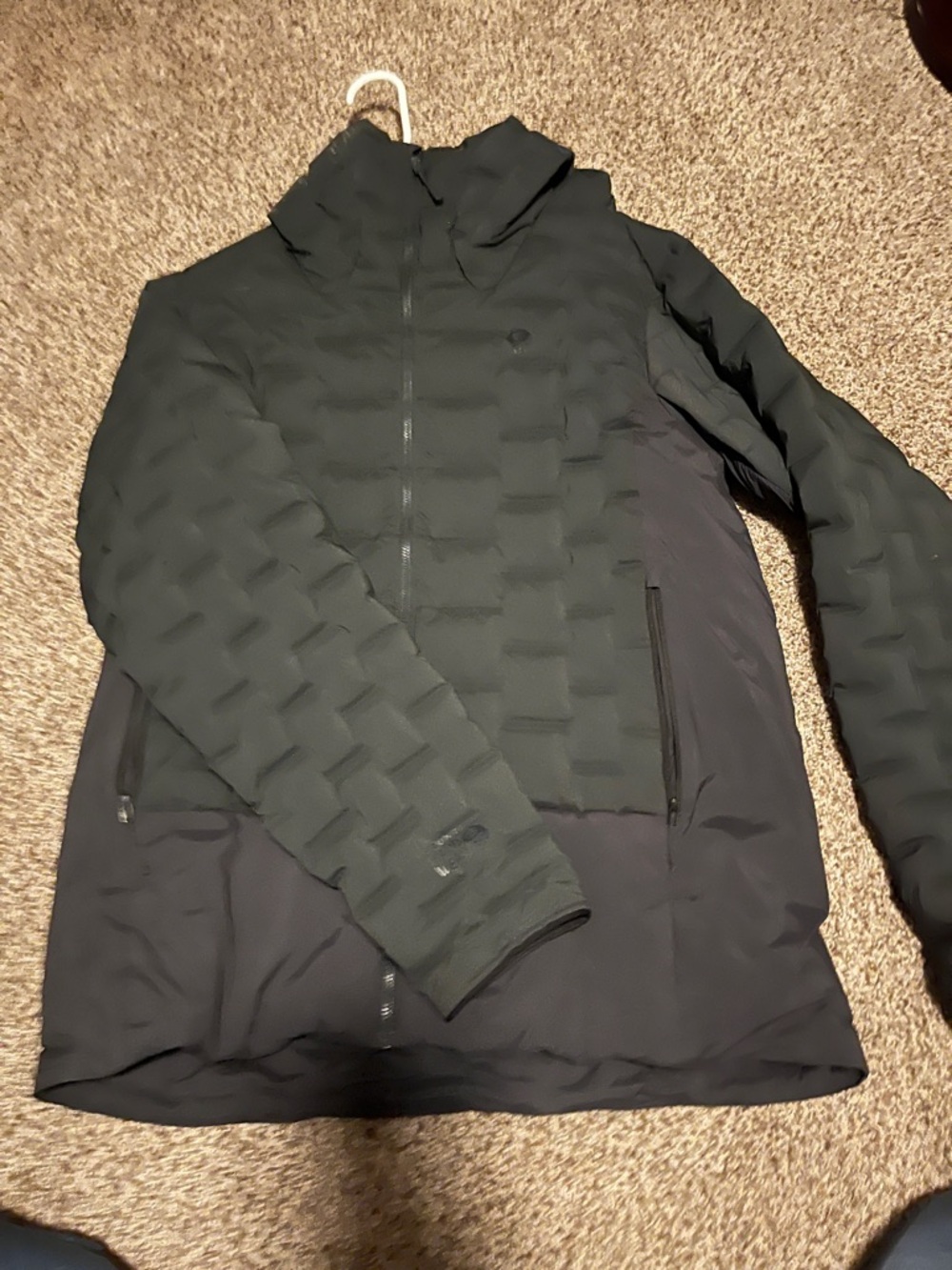 Mountain Hardwear Men's Black Quilted Hooded Down Jacket with Panel Details